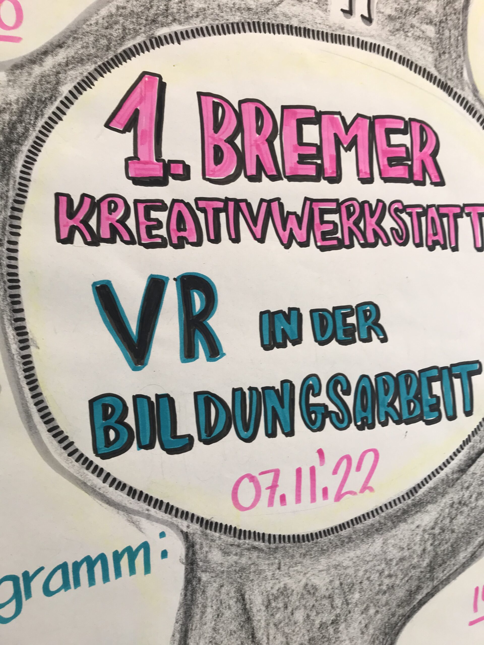 Flipchart zur 1. Bremer Kreativwerkstatt - VR in der Bildungsarbeit